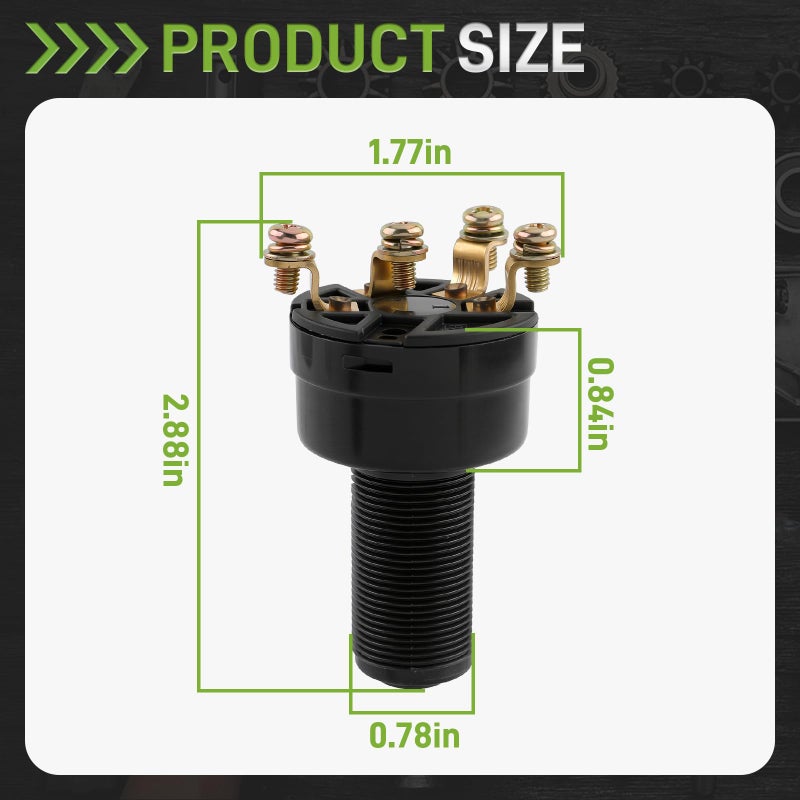 Carbbia Ignition Key Switch 12 Volts Starter Switch for Club Car DS 1996-up Gas Golf Cart, Turf Carryall I and II, XRT and Precedent, Replace 101826301, 1012505, On/Off Style - Image 4